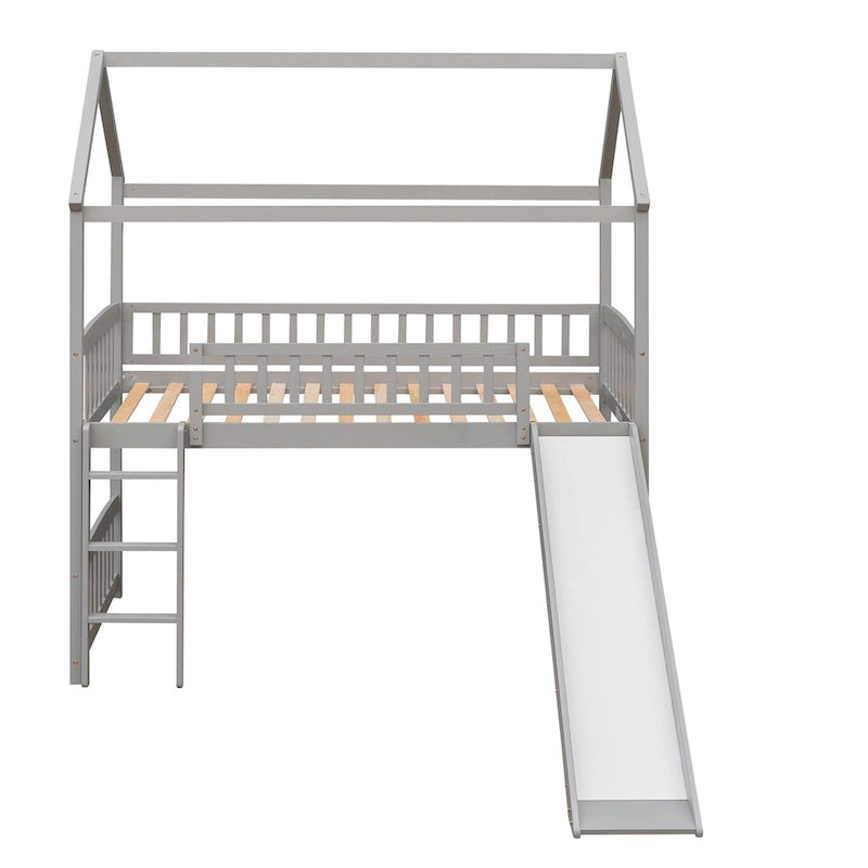 Twin Loft Bed with Slide,House Bed with Slide
