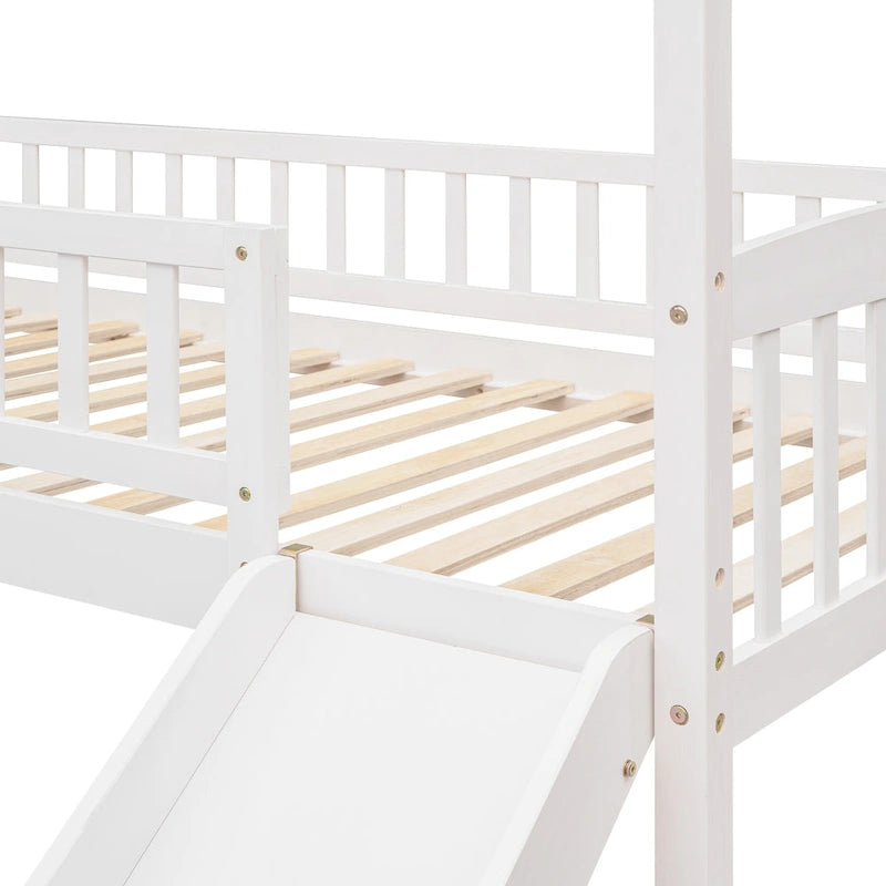 Twin Loft Bed with Slide,House Bed with Slide