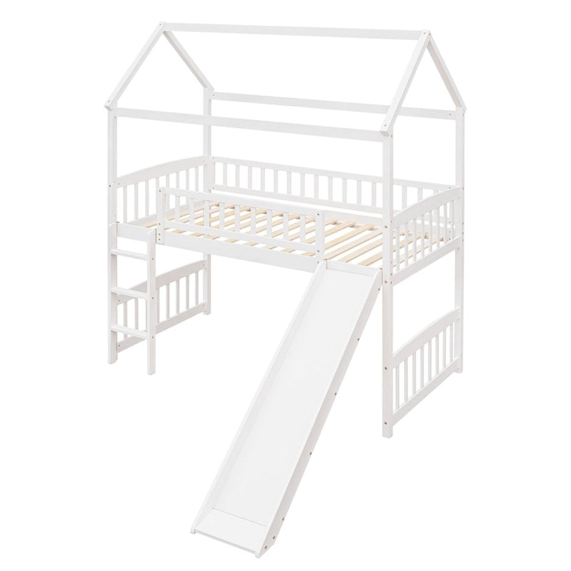 Twin Loft Bed with Slide,House Bed with Slide