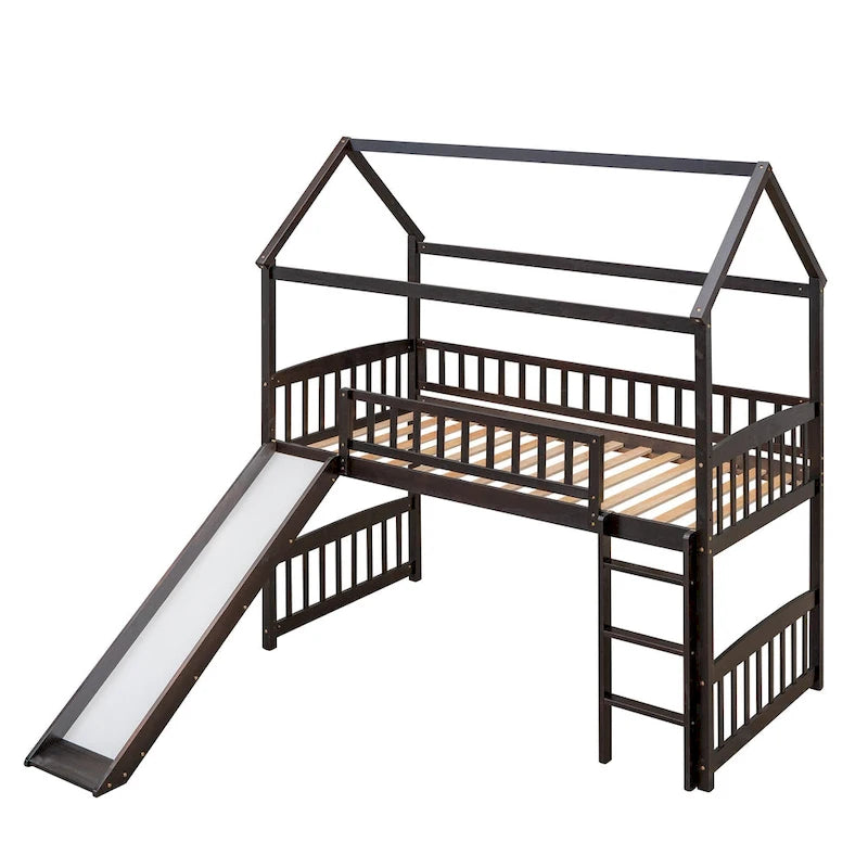 Twin Loft Bed with Slide,House Bed with Slide