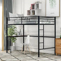 Twin Metal Loft Bed with Desk, Ladder, and Guardrails