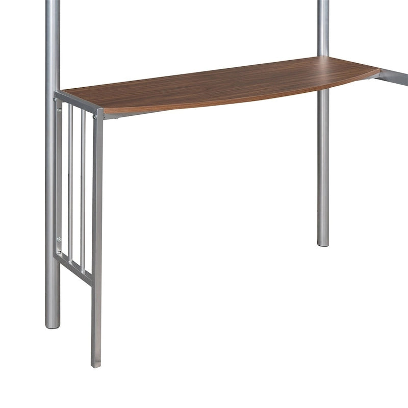 Twin Metal Loft Bed with Desk, Ladder, and Guardrails