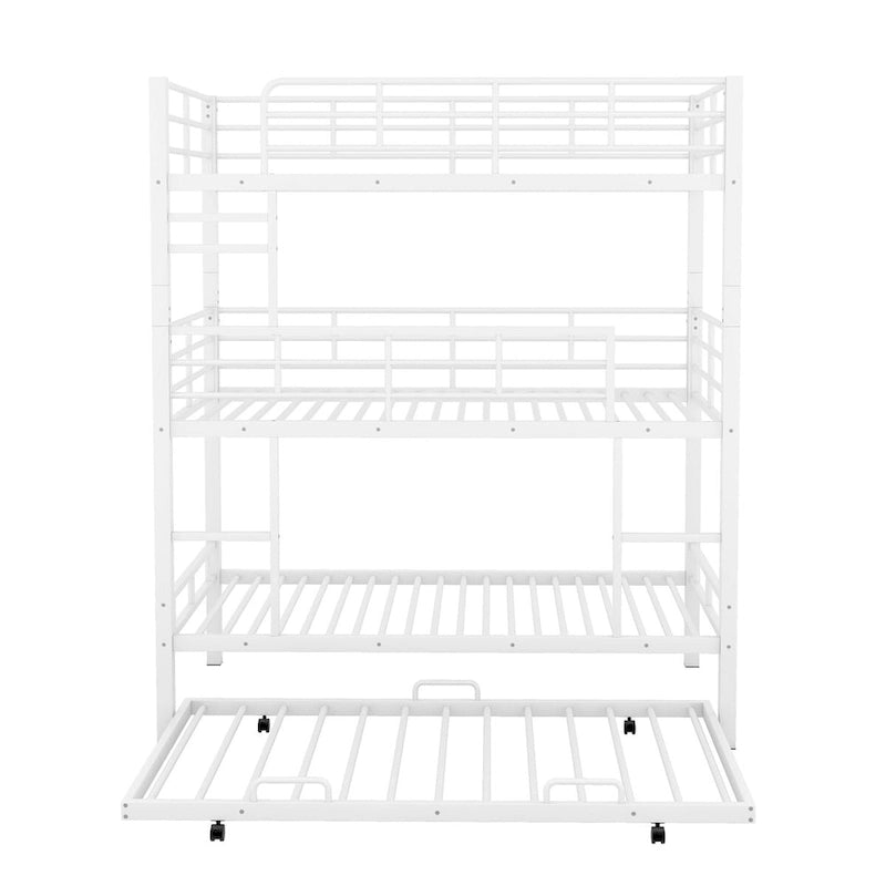 Metal Twin Size Triple Bunk Bed With Trundle