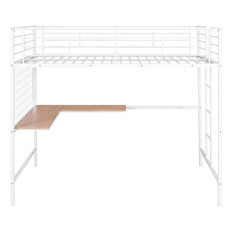 Full Metal Loft Bed with Desk and Metal Grid