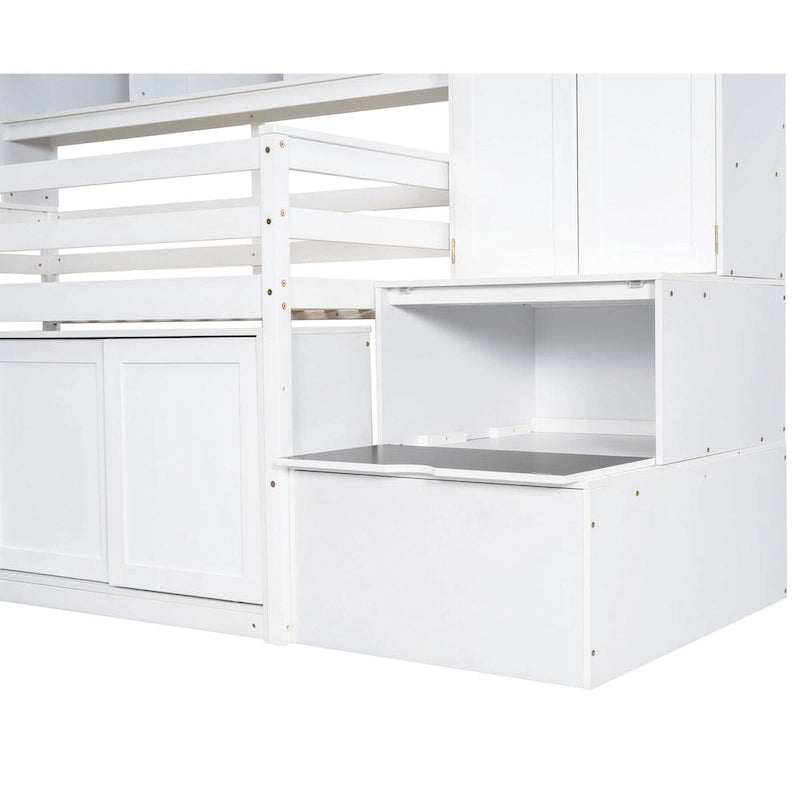 Twin Size Wooden Loft Bed Big Storage with Under-bed Desk