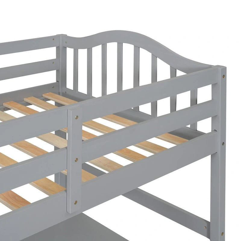 Twin size Loft Bed with Drawers, Cabinet, Shelves and Desk, Wooden Loft Bed with Desk