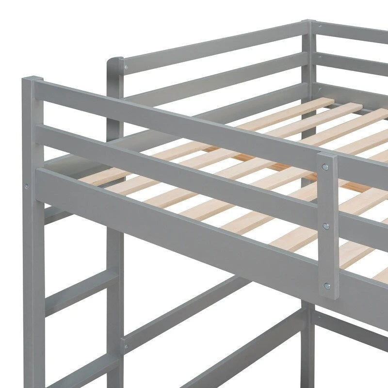 Wooden Full size Loft Bed with Desk and Writing Board
