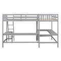 Twin Size L-Shaped Loft Bed Frame for Boys Girls Kids Adults Toddler with Ladder and 2 Built-in L-Shaped Desks
