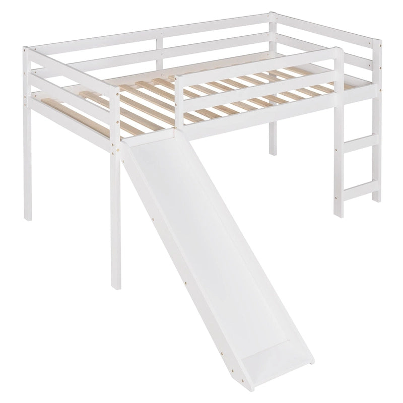 Twin Solid Wood Loft Bed with Fun Slide Feature