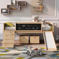 Pine Loft Bed with Climbing Frame, Rope, and Chalkboard
