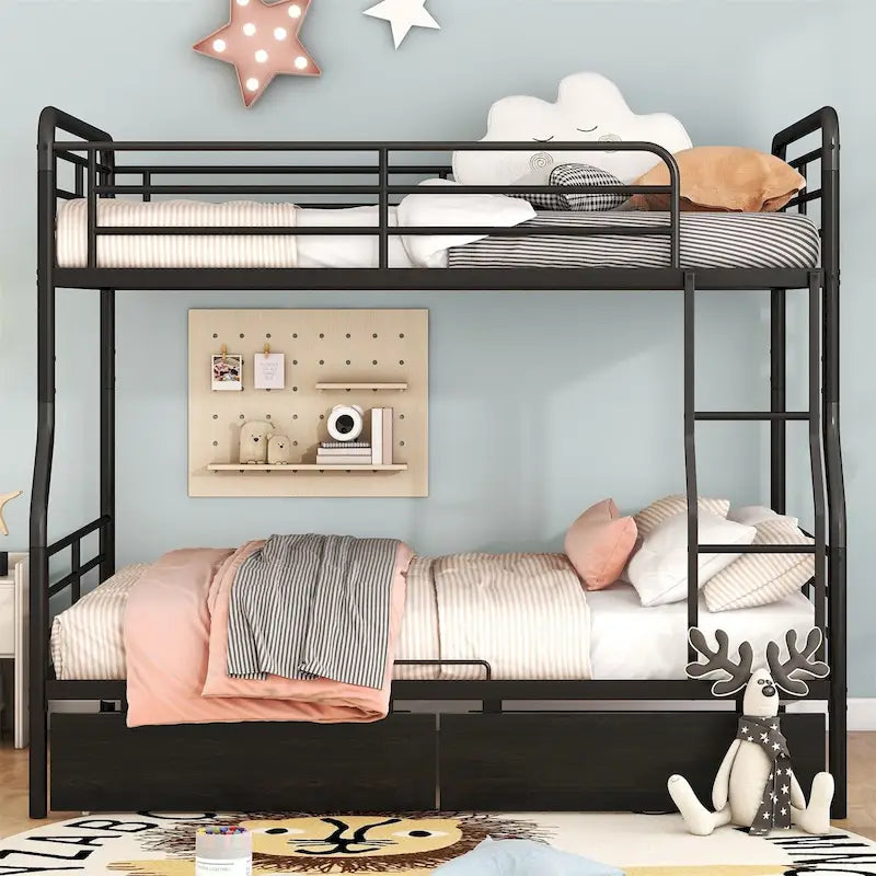 Full XL Over Queen Metal Bunk Bed