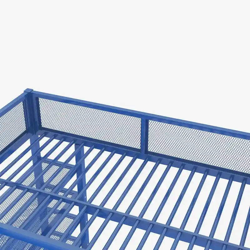 Full Size Metal Loft Bed with 4-Tier Shelves and Storage