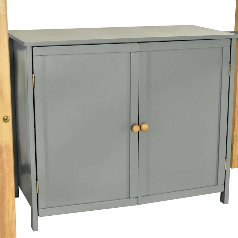 Twin Size Wood Loft Bed With Cabinet and Cubes