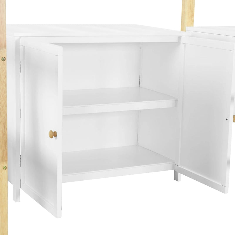 Twin Size Wood Loft Bed With Cabinet and Cubes
